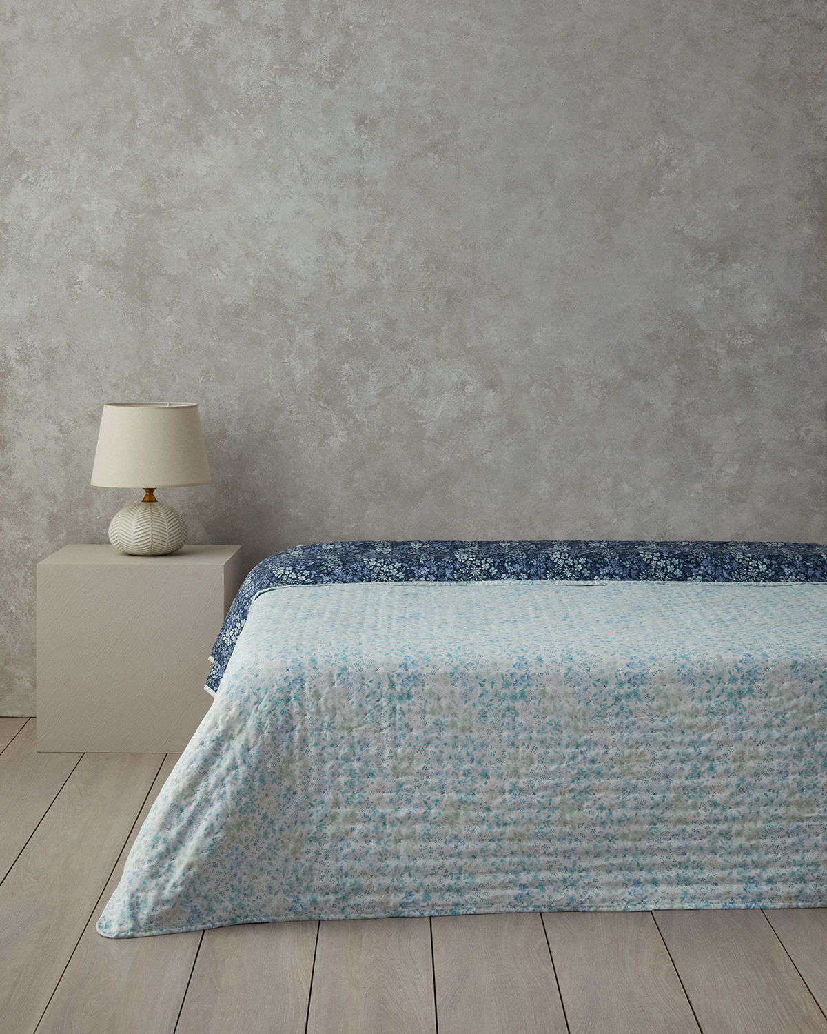 Floral Harmony Single Size Multi-Purpose Cover 160x220 Cm Light Blue