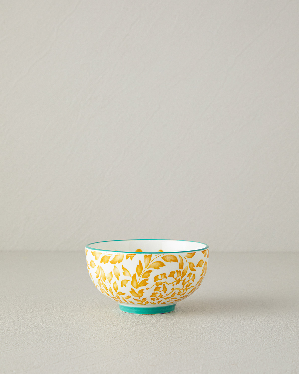 Floral Lines New Bone China Bowl 12 Cm Mustard