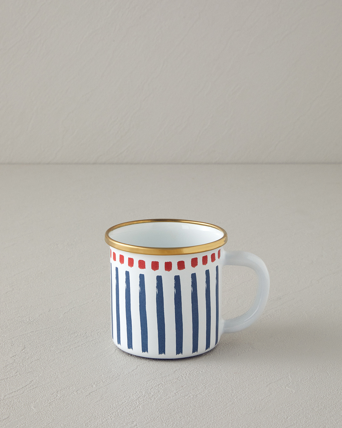 Jolly Lines Enamel Enamel Mug 350 Ml White - Navy Blue