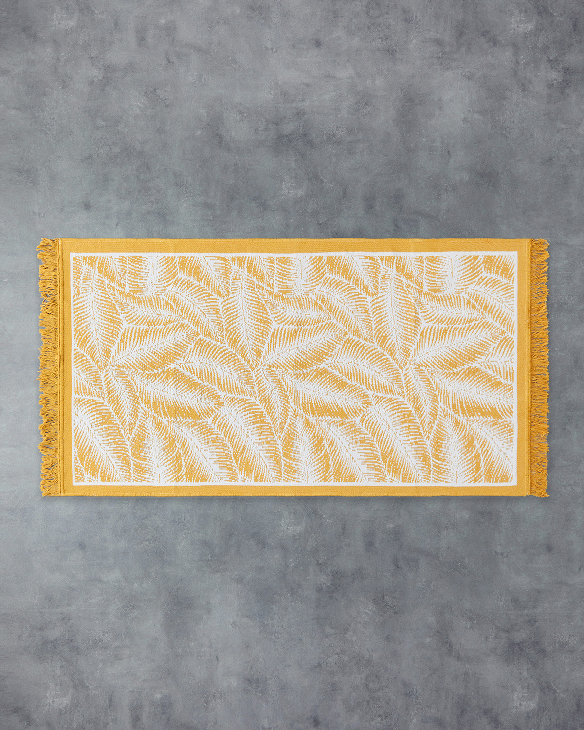 Leaves Woven Rug 80x150 Cm Mustard