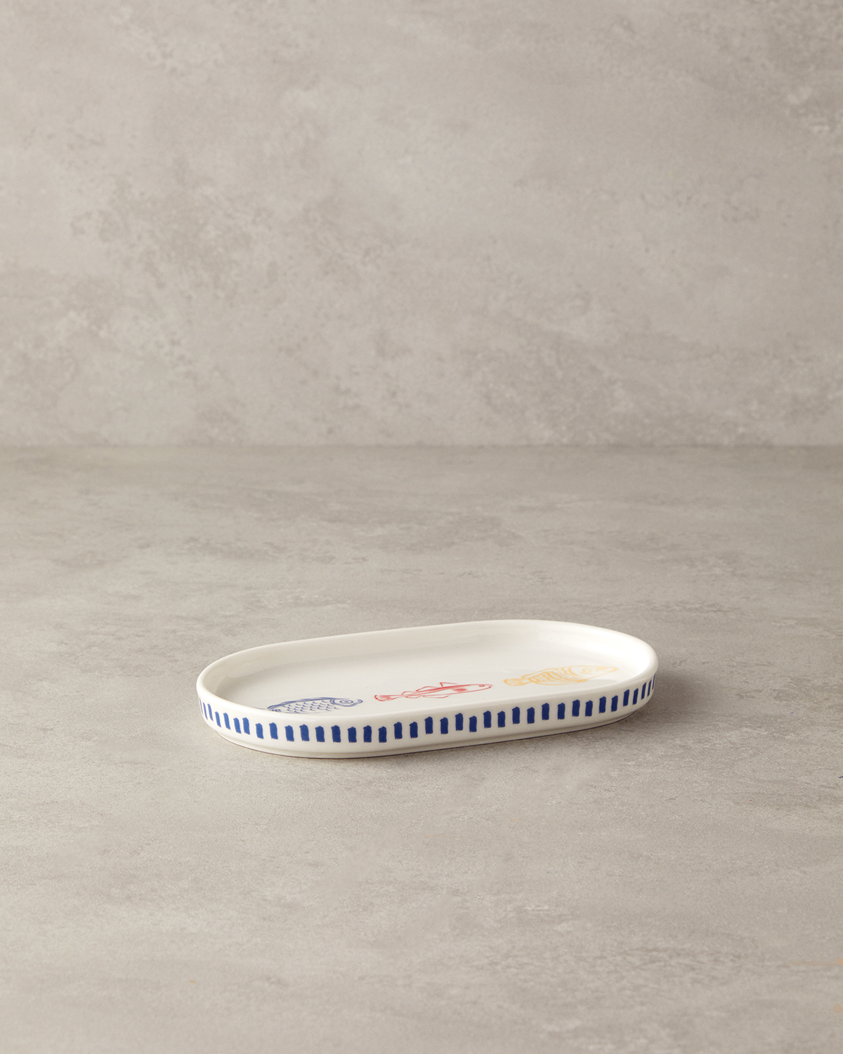 Blue Day Bone Porcelain Rectangular Plate 25 Cm Blue - Orange