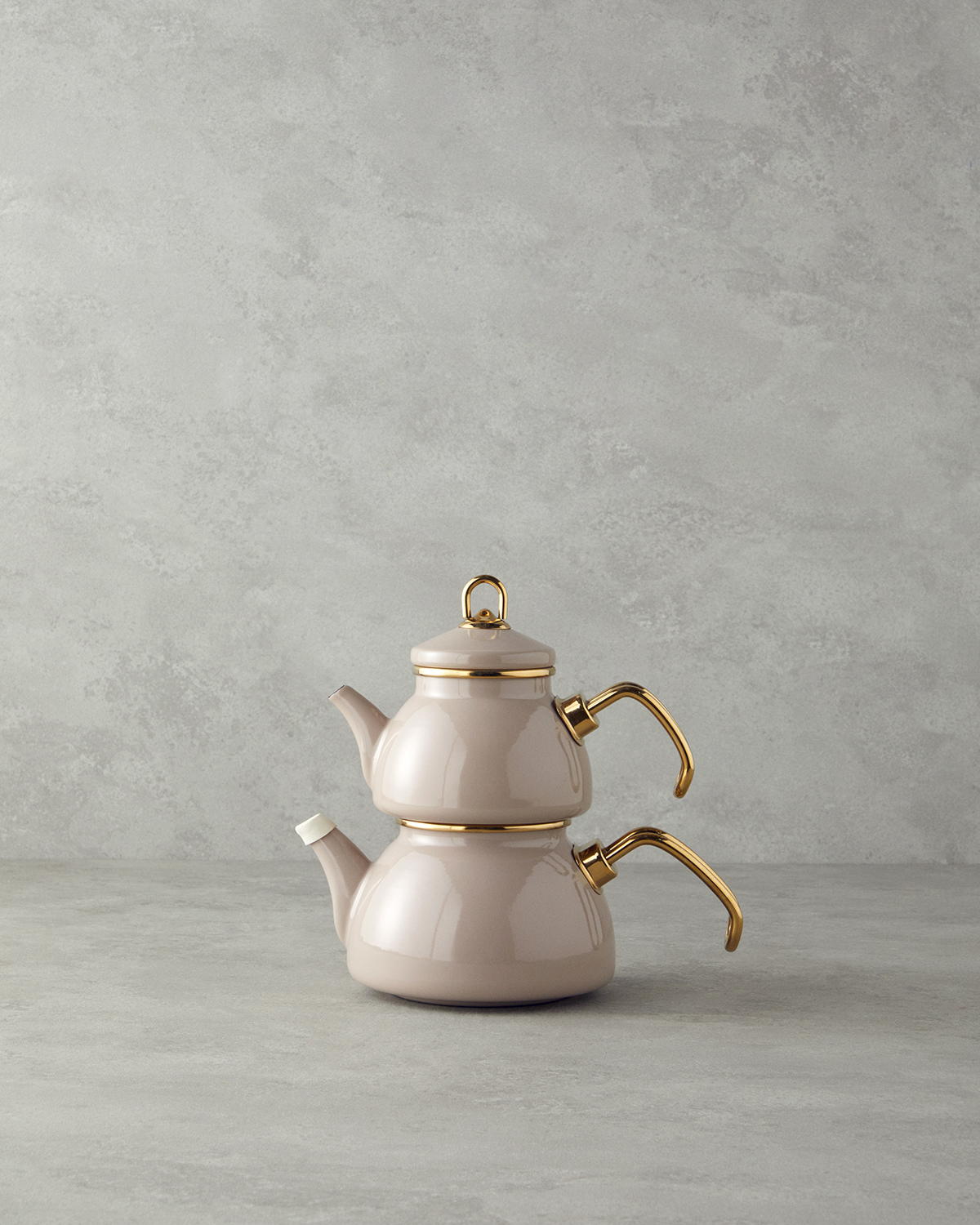 Perro Enamel Mini Tea Pot 0,50 Lt + 1,1 Lt Beige