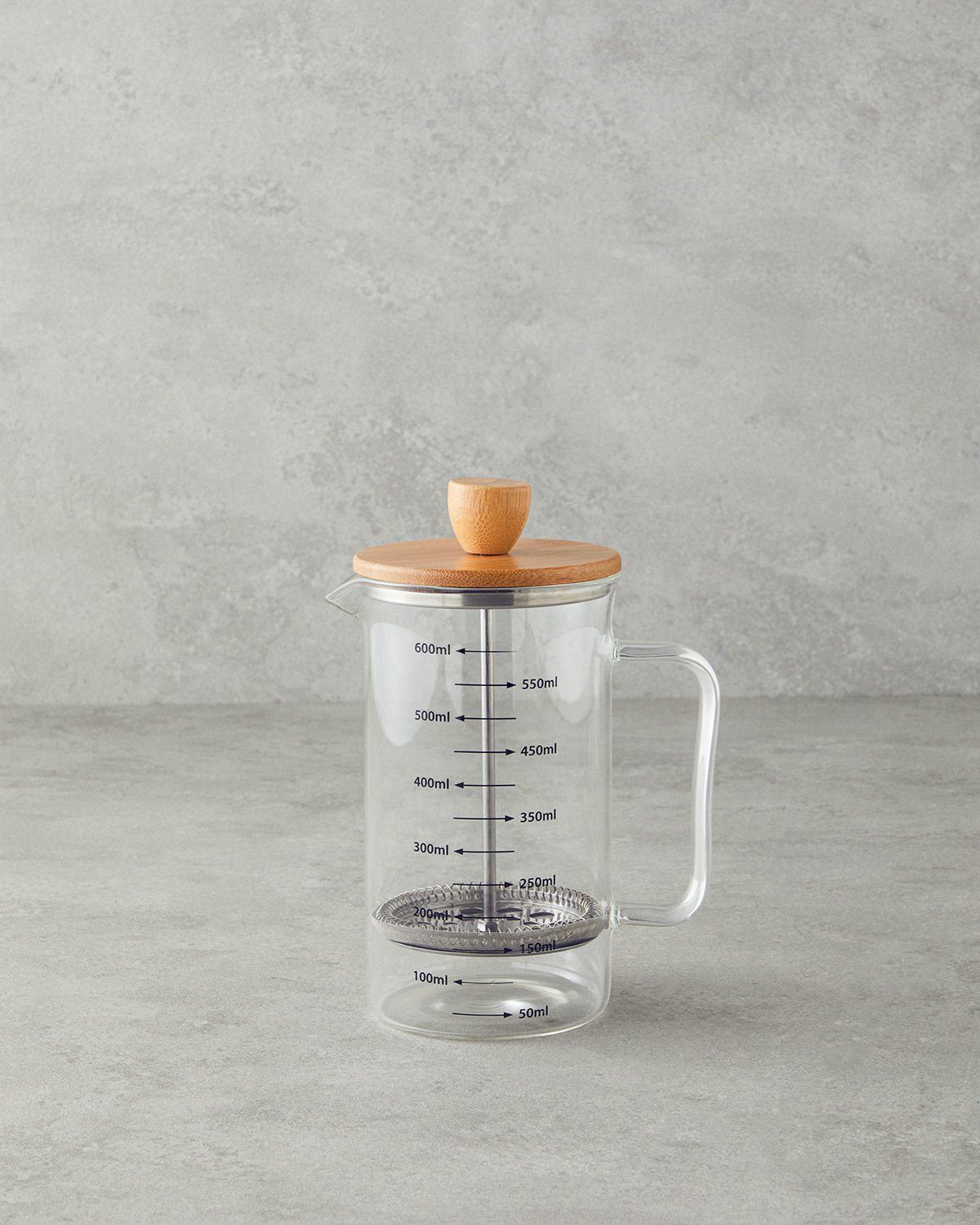 Brew Borosilicate With Bamboo Cover French Press 600 Ml Transparent