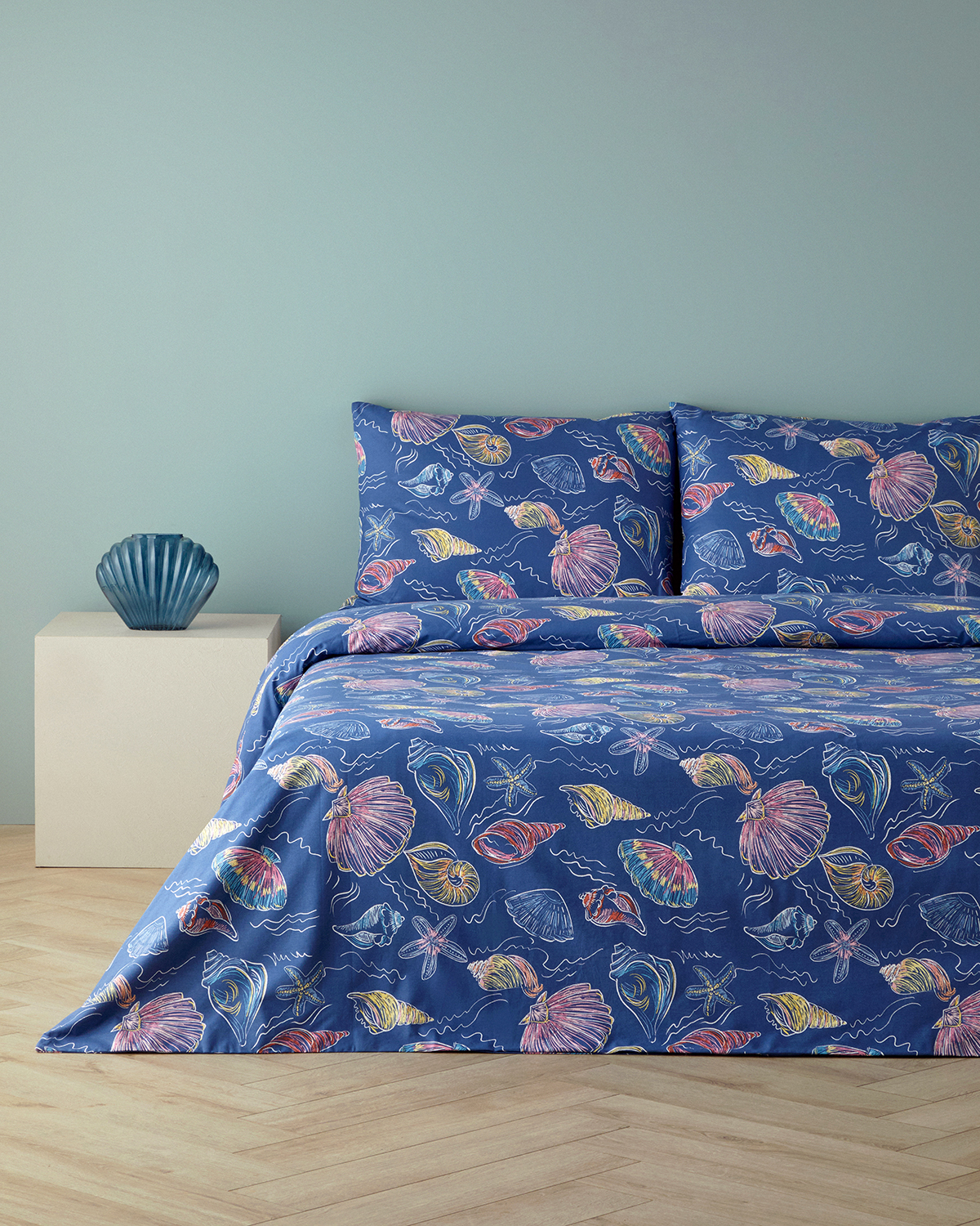 Sea Dreams Cotton Single Size Duvet Cover Set 160x220 Cm Dark Blue