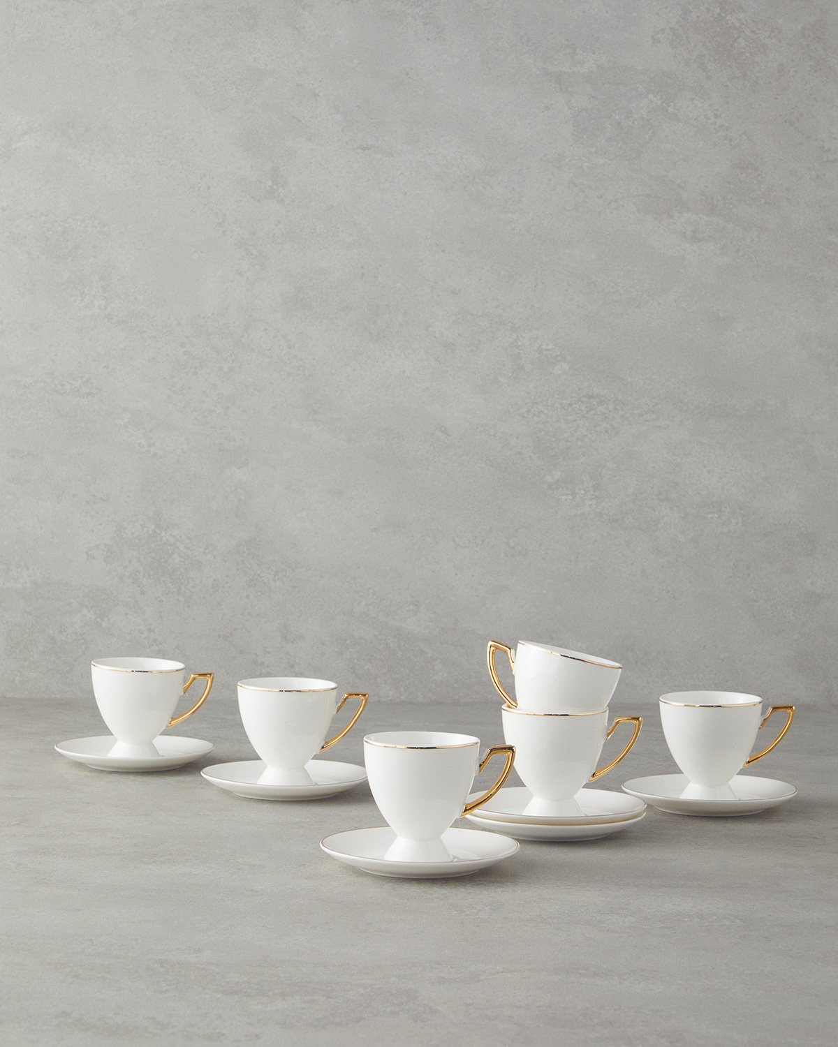 New Bone China 12 Pieces 6 Servings Coffee Cup Set 100 Ml Gold