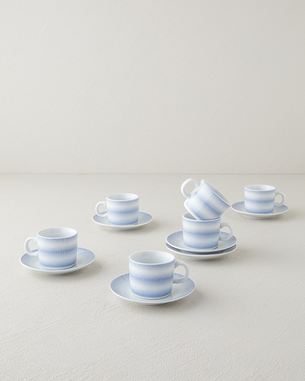 Elisa Porcelain 12 Pieces 6 Servings Coffee Cup Set 80 Ml Blue