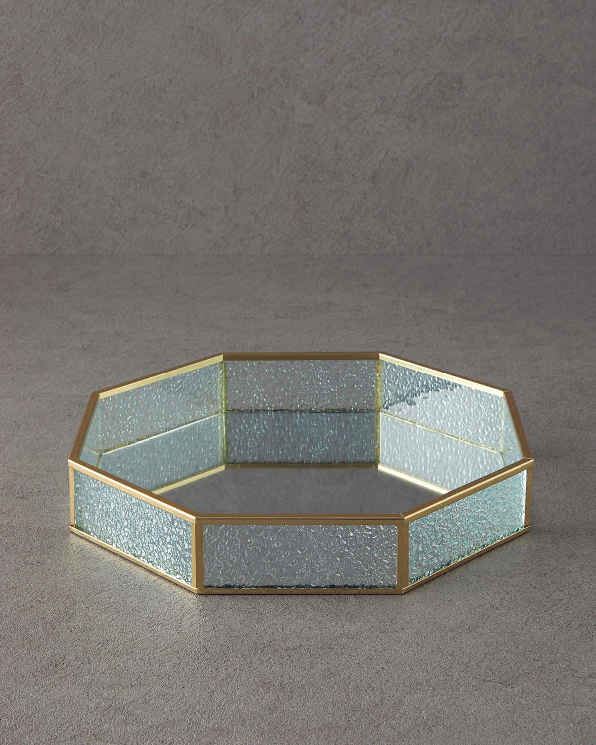 Glossy Glass Decorative Tray 30x30x5 Cm Gold