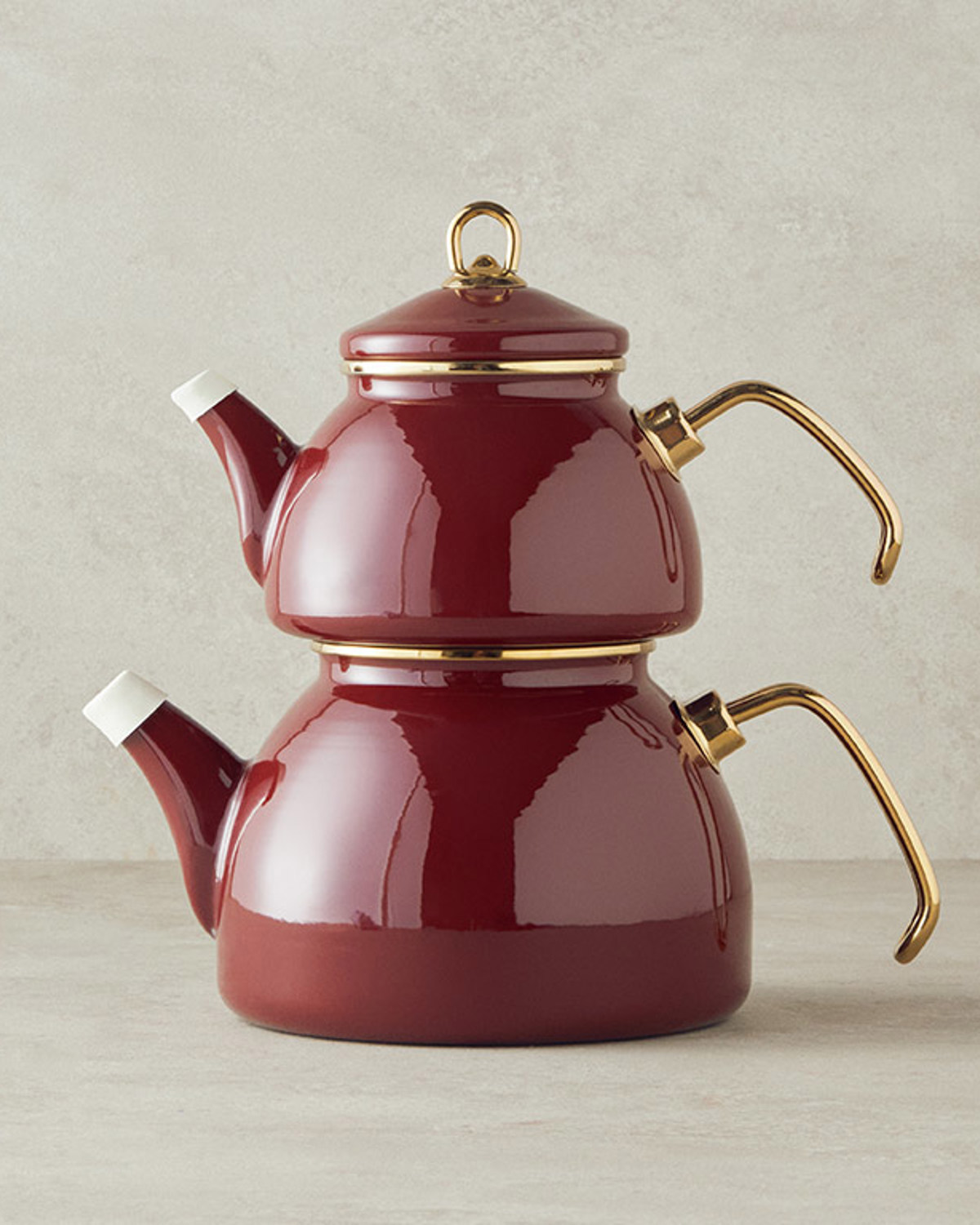 Perro Enamel Tea Pot 1.1 Liter + 2.3 Liter Maroon