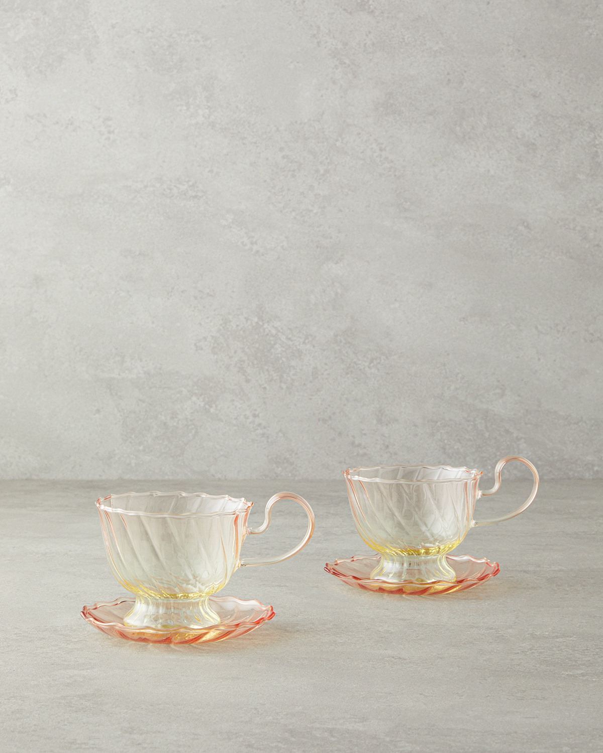 Borosilicate 4 Pieces 2 Servings Tea Cup Set 250 Ml Orange - Yellow